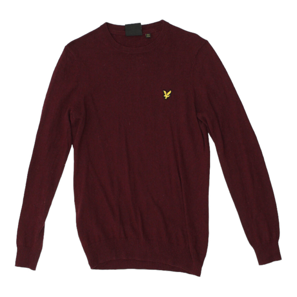 Lyle & Scott Mens Burgundy Cotton Wool Knit Jumper | Vintage Designer Sweater | Vintage Messina Hembry | Thrift | Second-Hand Messina Hembry | Used Clothing | Messina Hembry 