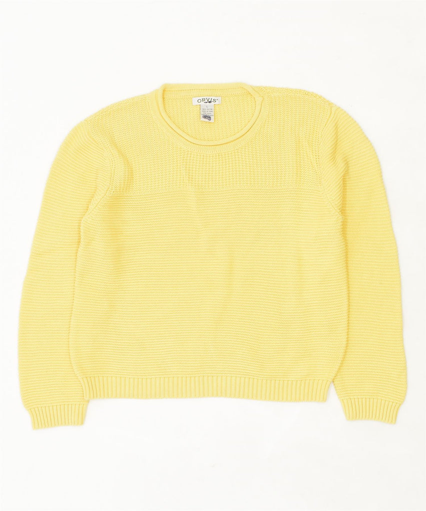 ORVIS Womens Crew Neck Jumper Sweater UK 16 Large Yellow Cotton Vintage | Vintage | Thrift | Second-Hand | Used Clothing | Messina Hembry 