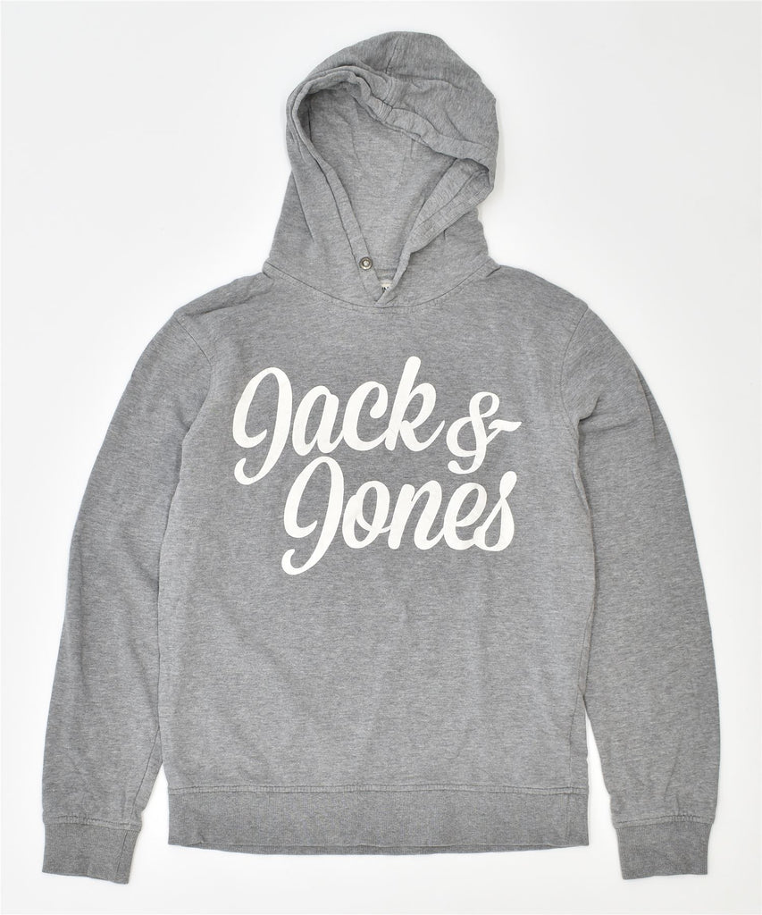 JACK & JONES Mens Graphic Hoodie Jumper Small Grey Cotton | Vintage | Thrift | Second-Hand | Used Clothing | Messina Hembry 