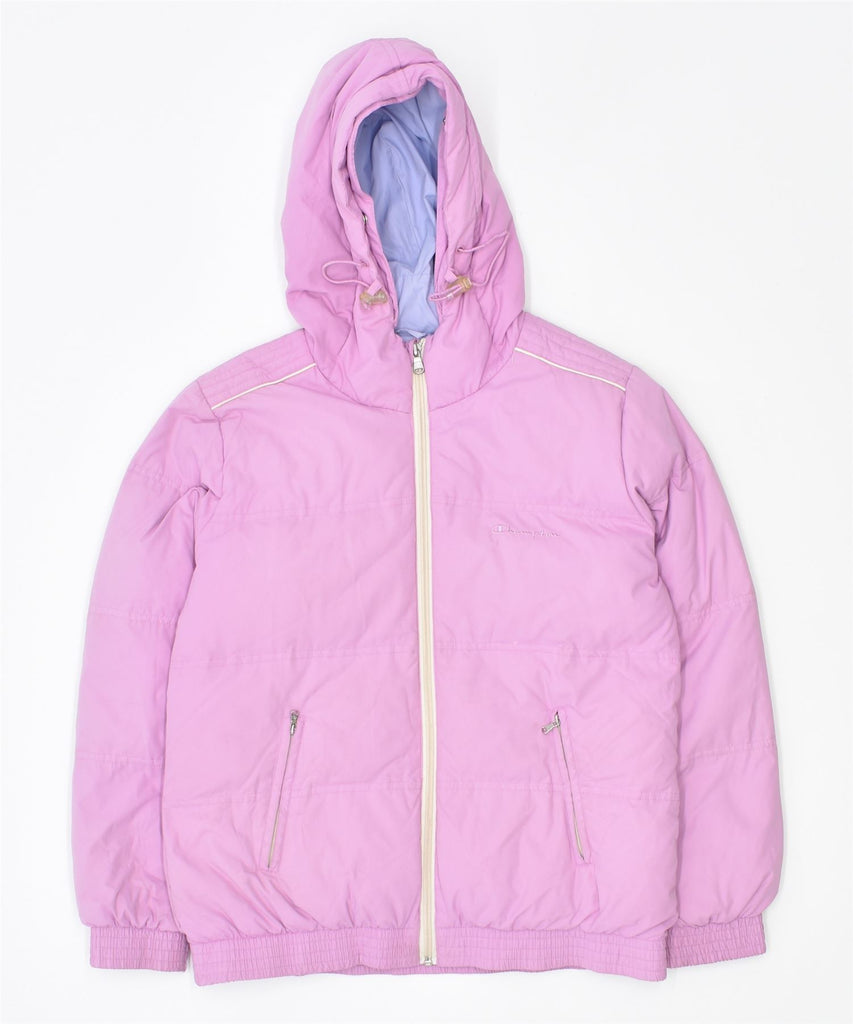 CHAMPION Girls Hooded Padded Jacket 11-12 Years Large Pink Polyester | Vintage | Thrift | Second-Hand | Used Clothing | Messina Hembry 