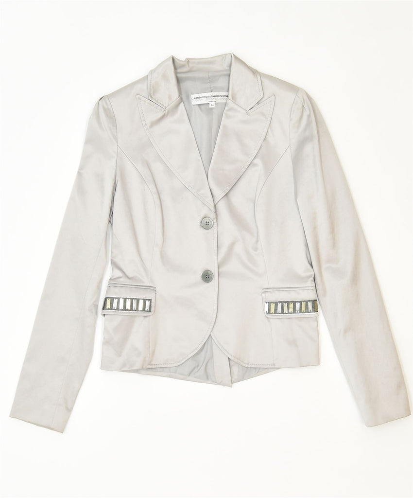 CRISTINAEFFE Womens 2 Button Blazer Jacket IT 44 Medium Grey Designer | Vintage | Thrift | Second-Hand | Used Clothing | Messina Hembry 