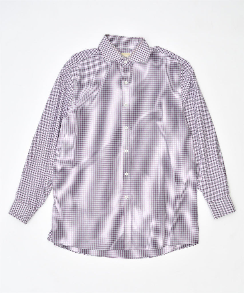 MICHAEL KORS Mens Non Iron Shirt Size 16 1/2 Large Purple Check Cotton | Vintage | Thrift | Second-Hand | Used Clothing | Messina Hembry 