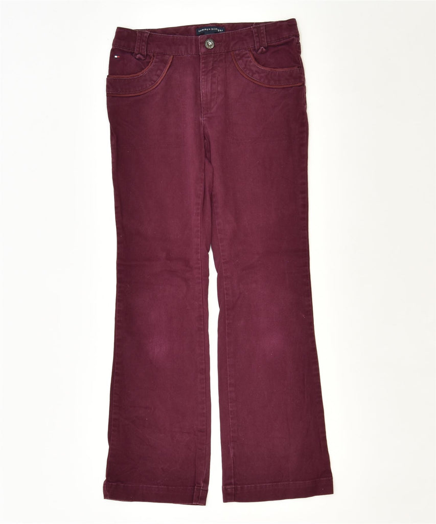 TOMMY HILFIGER Girls Bootcut Casual Trousers 9-10 Years W24 L26 Maroon | Vintage | Thrift | Second-Hand | Used Clothing | Messina Hembry 