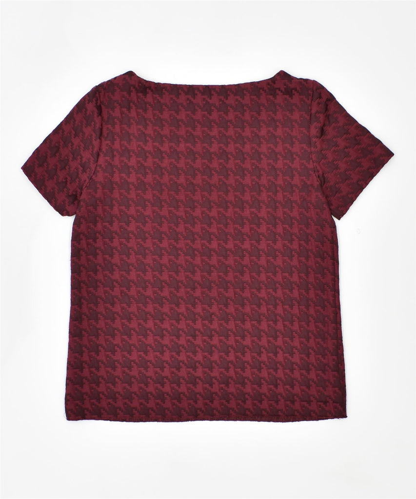 GANT Womens Blouse Top UK 10 Small Burgundy Houndstooth Cotton | Vintage | Thrift | Second-Hand | Used Clothing | Messina Hembry 