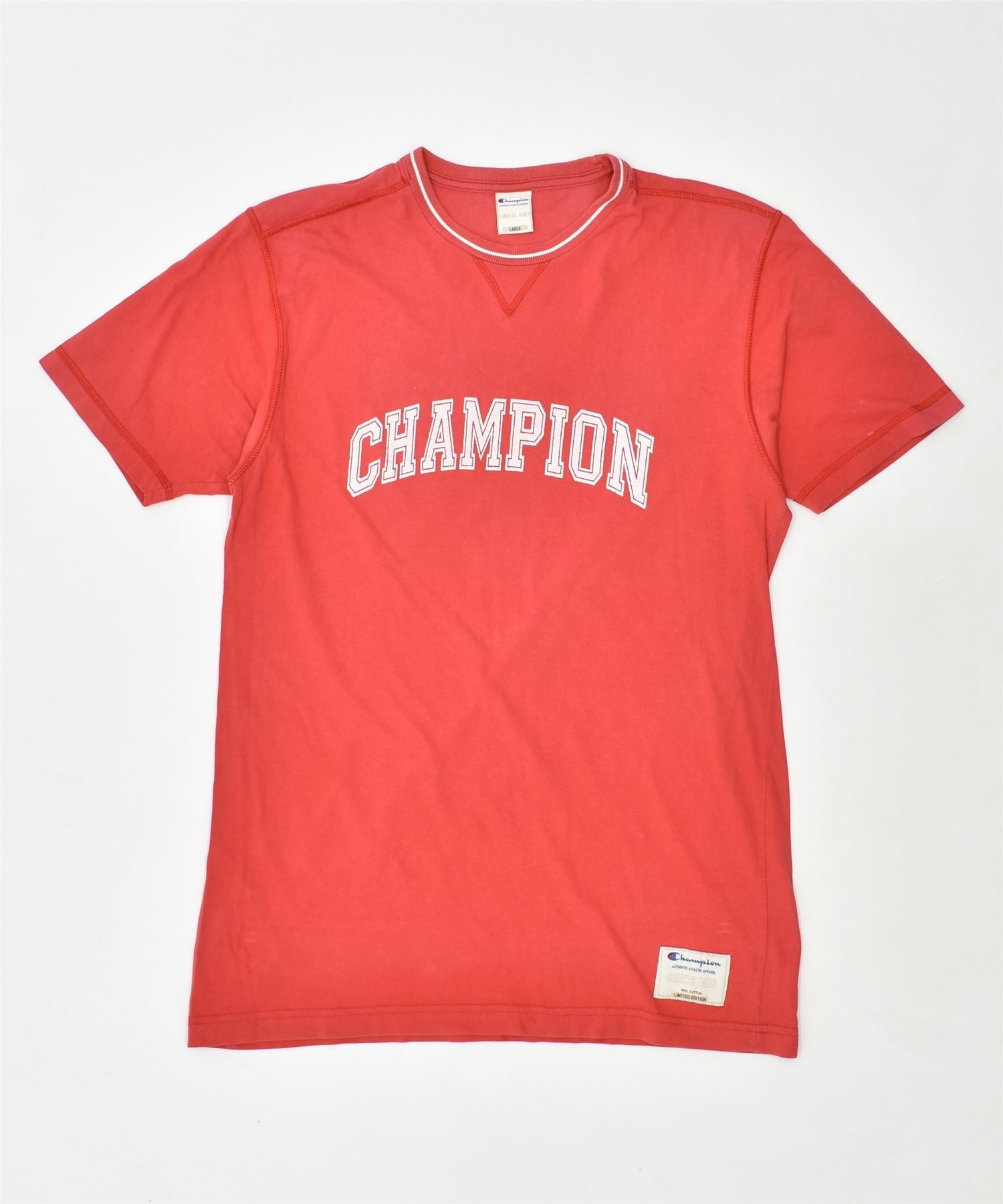 CHAMPION Womens Graphic T-Shirt Top Large Red Cotton | Vintage