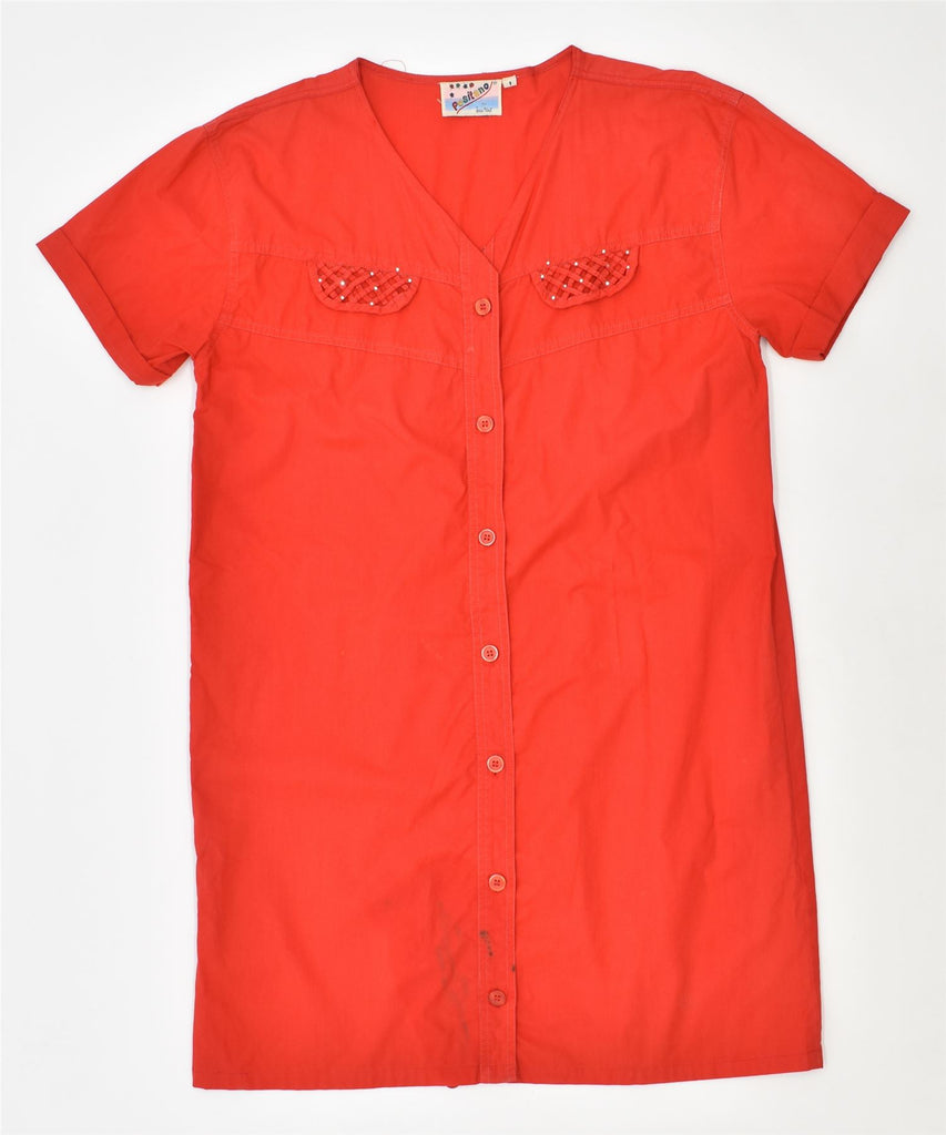 POSITANO Womens Shirt Dress UK 18 XL Red Vintage | Vintage | Thrift | Second-Hand | Used Clothing | Messina Hembry 