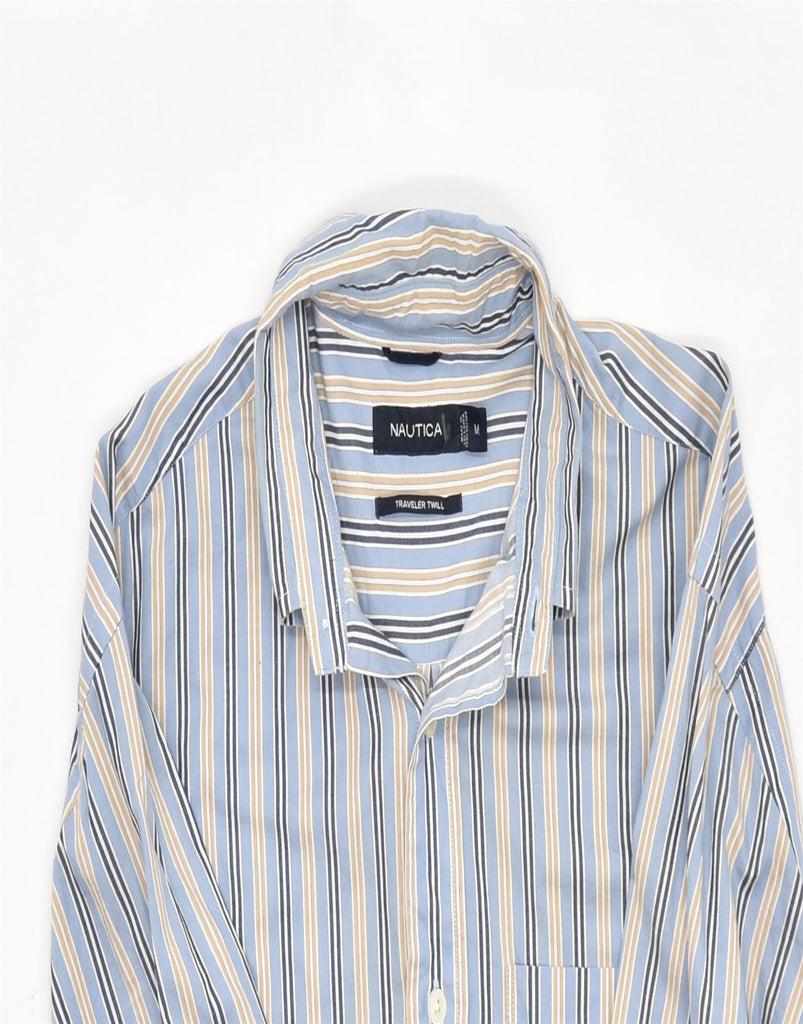 NAUTICA Mens Traveler Twill Shirt Medium Blue Striped Cotton | Vintage | Thrift | Second-Hand | Used Clothing | Messina Hembry 