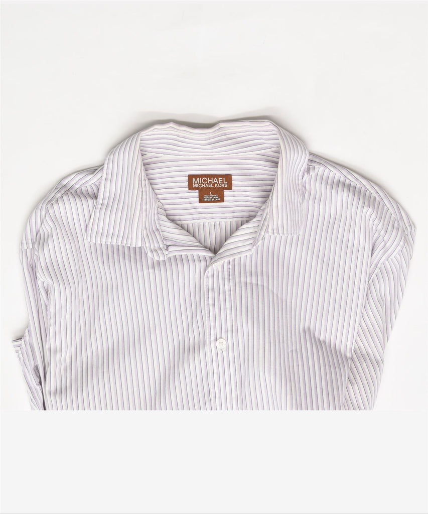 MICHAEL KORS Mens Shirt Large Pink Striped Cotton | Vintage | Thrift | Second-Hand | Used Clothing | Messina Hembry 