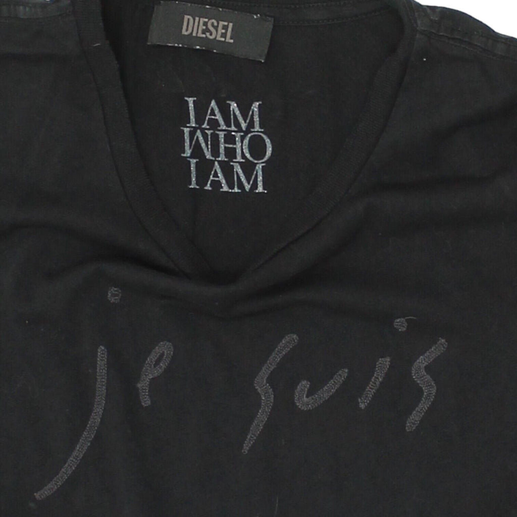 Diesel I Am Who I Am Je Suis Qui Je Suis Womens Black Tshirt | Vintage Designer | Vintage Messina Hembry | Thrift | Second-Hand Messina Hembry | Used Clothing | Messina Hembry 