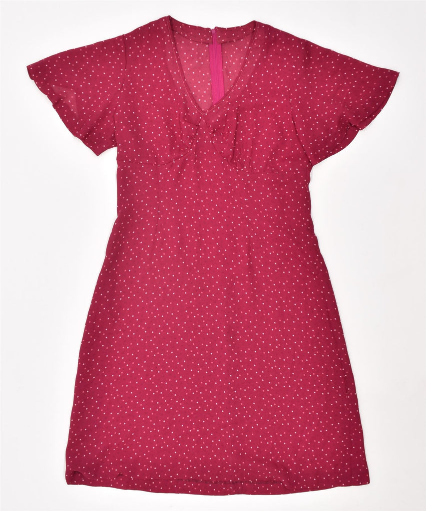 VINTAGE Womens See Through A-Line Dress UK 12 Medium Red Spotted | Vintage | Thrift | Second-Hand | Used Clothing | Messina Hembry 