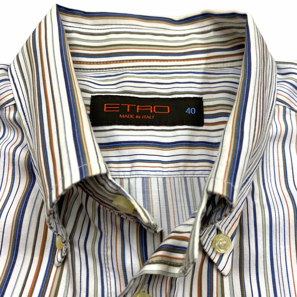 Etro Multicoloured Striped Button Down Collar Shirt | Vintage High End Designer | Vintage Messina Hembry | Thrift | Second-Hand Messina Hembry | Used Clothing | Messina Hembry 