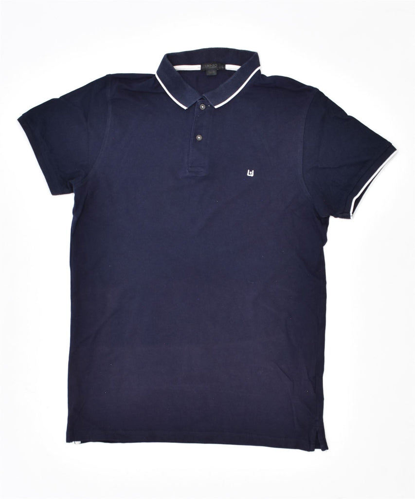 LIU JO Mens Slim Fit Polo Shirt Large Navy Blue Cotton | Vintage | Thrift | Second-Hand | Used Clothing | Messina Hembry 