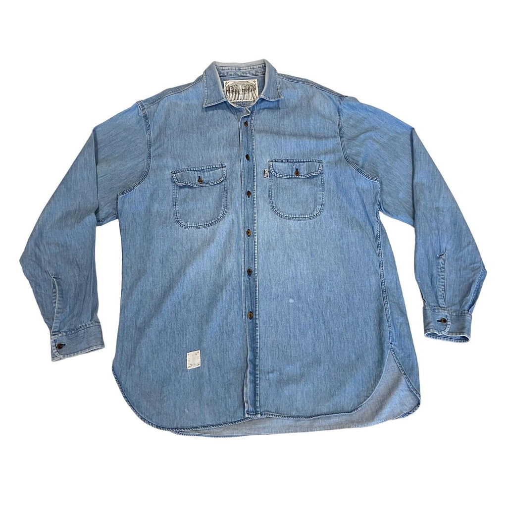 Ferre Jeans Denim Shirt | Vintage 90s Designer Western Style Blue VTG | Vintage Messina Hembry | Thrift | Second-Hand Messina Hembry | Used Clothing | Messina Hembry 