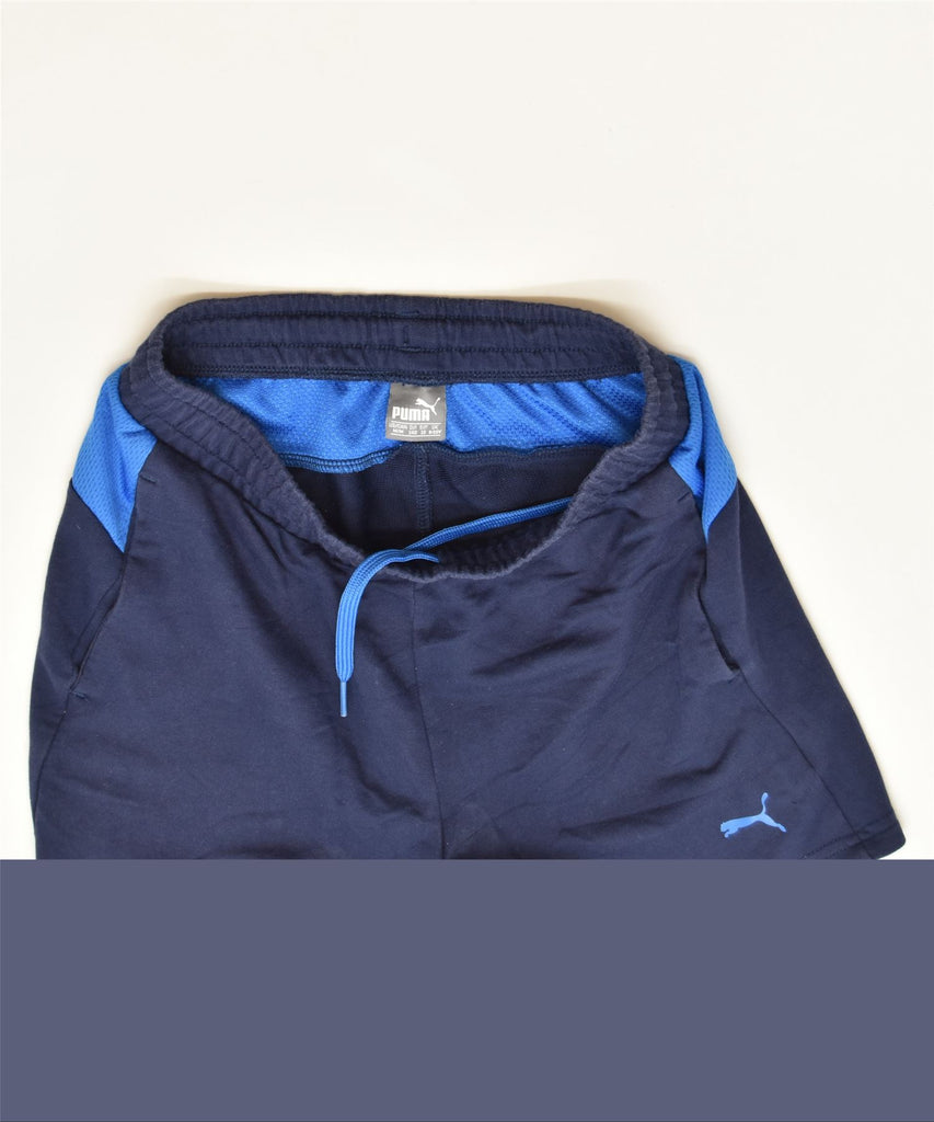 PUMA Boys Sport Shorts 9-10 Years Navy Blue Colourblock Sports | Vintage | Thrift | Second-Hand | Used Clothing | Messina Hembry 