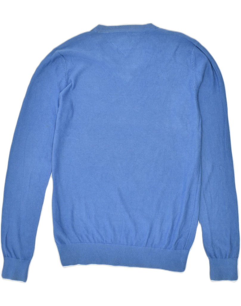 TOMMY HILFIGER Mens V-Neck Jumper Sweater Large Blue Cotton | Vintage | Thrift | Second-Hand | Used Clothing | Messina Hembry 