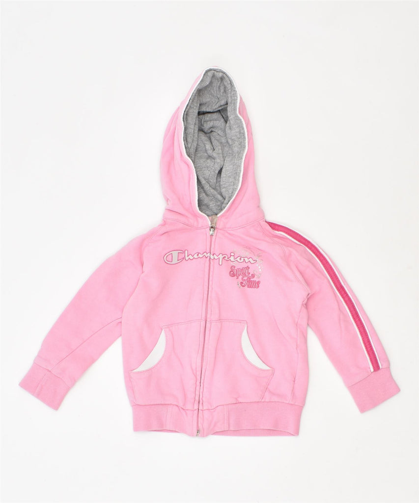 CHAMPION Girls Zip Hoodie Sweater 6-9 Months Pink Cotton | Vintage | Thrift | Second-Hand | Used Clothing | Messina Hembry 