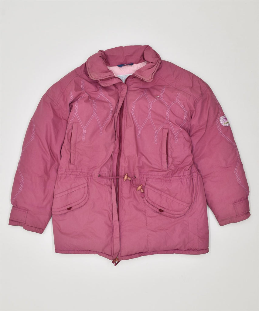 DIADORA Womens Padded Jacket UK 14 Medium Pink Polyester | Vintage | Thrift | Second-Hand | Used Clothing | Messina Hembry 