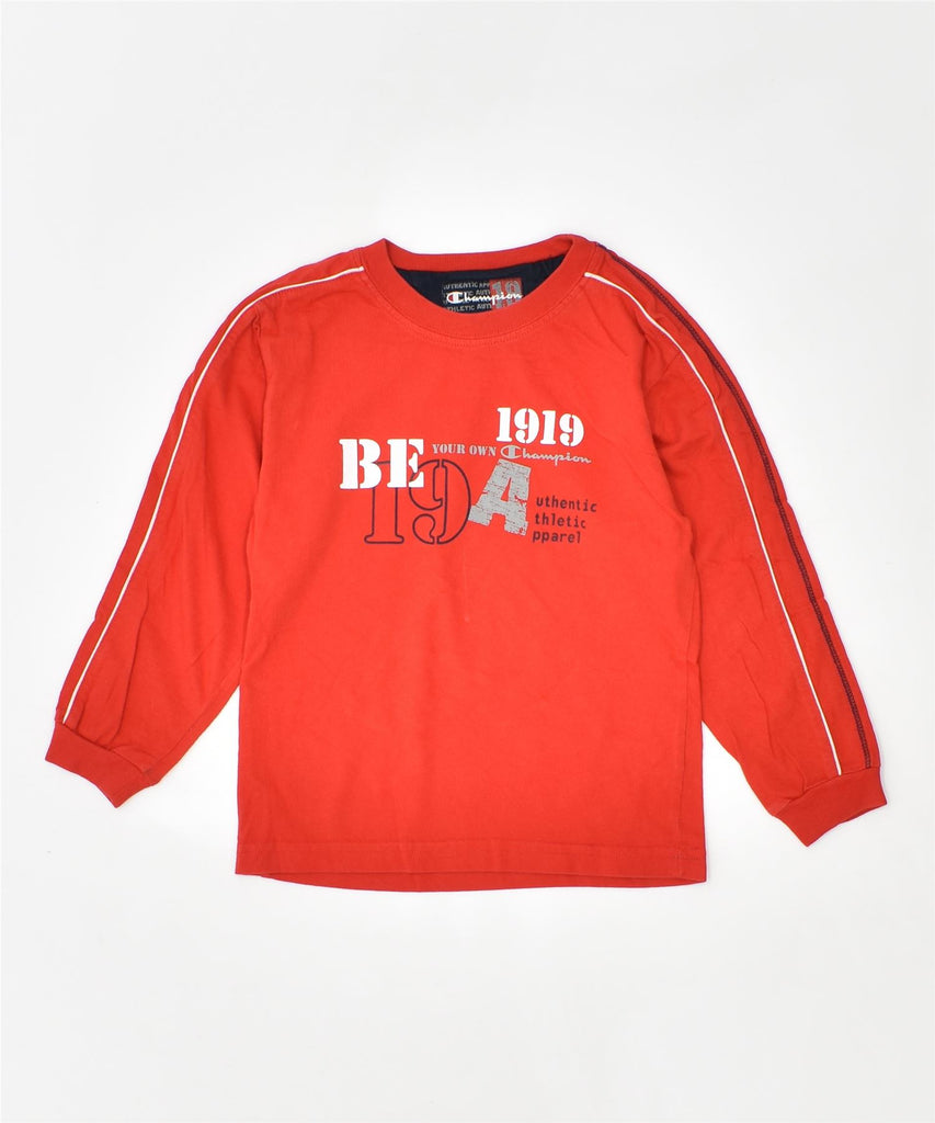 CHAMPION Boys Graphic Top Long Sleeve 5-6 Years XS Red Cotton | Vintage | Thrift | Second-Hand | Used Clothing | Messina Hembry 