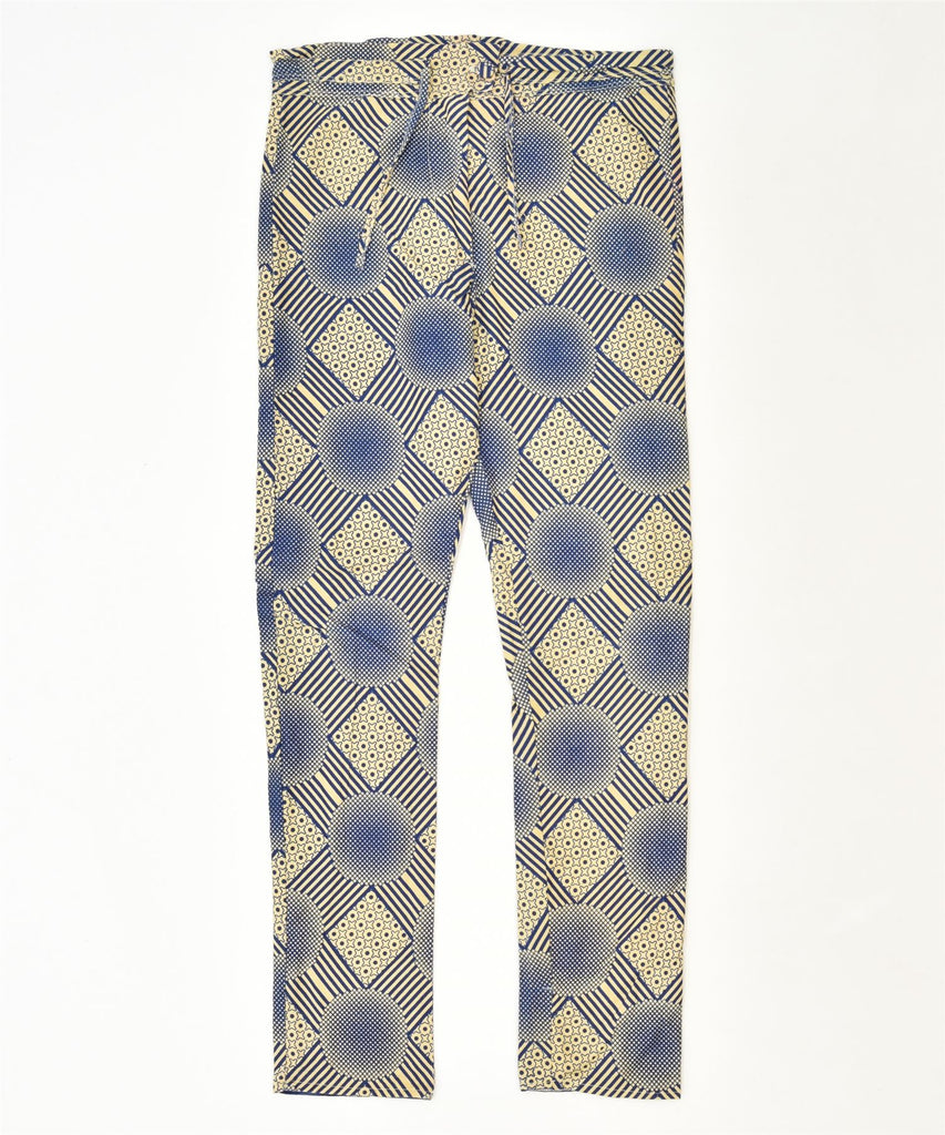 VINTAGE Womens Slim Casual Trousers W34 L34 Blue Geometric Classic | Vintage | Thrift | Second-Hand | Used Clothing | Messina Hembry 