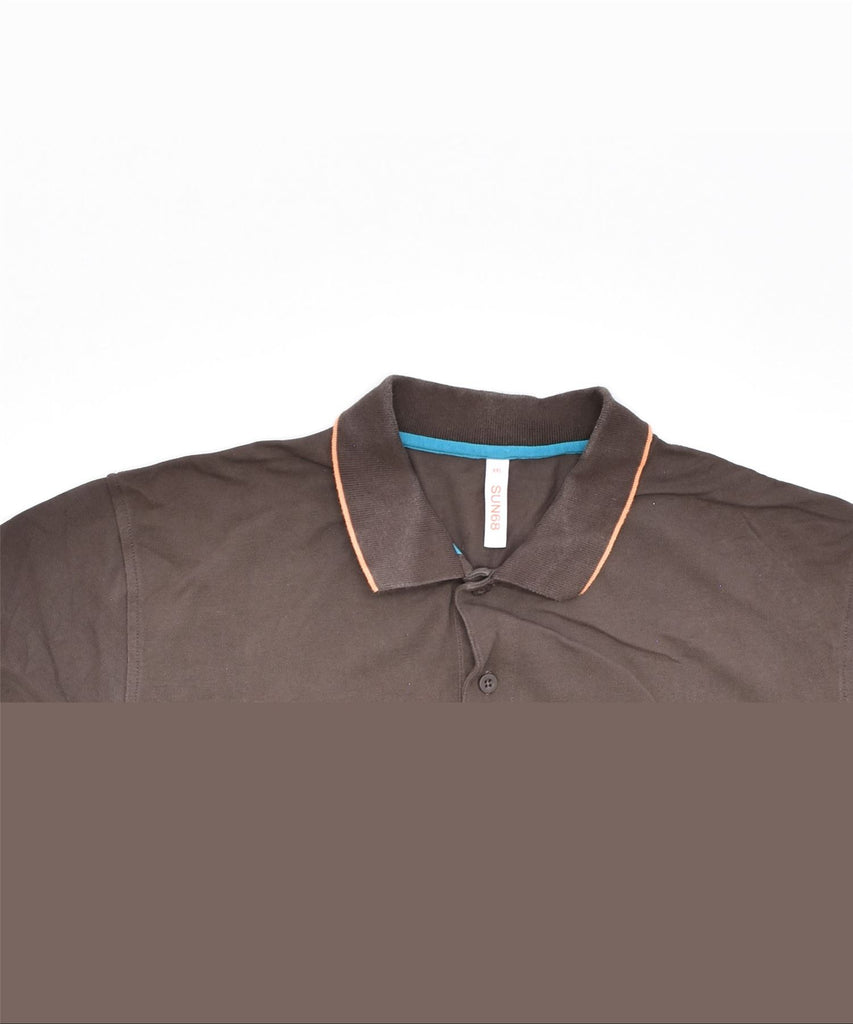 SUN68 Mens Polo Shirt 2XL Brown Cotton | Vintage | Thrift | Second-Hand | Used Clothing | Messina Hembry 