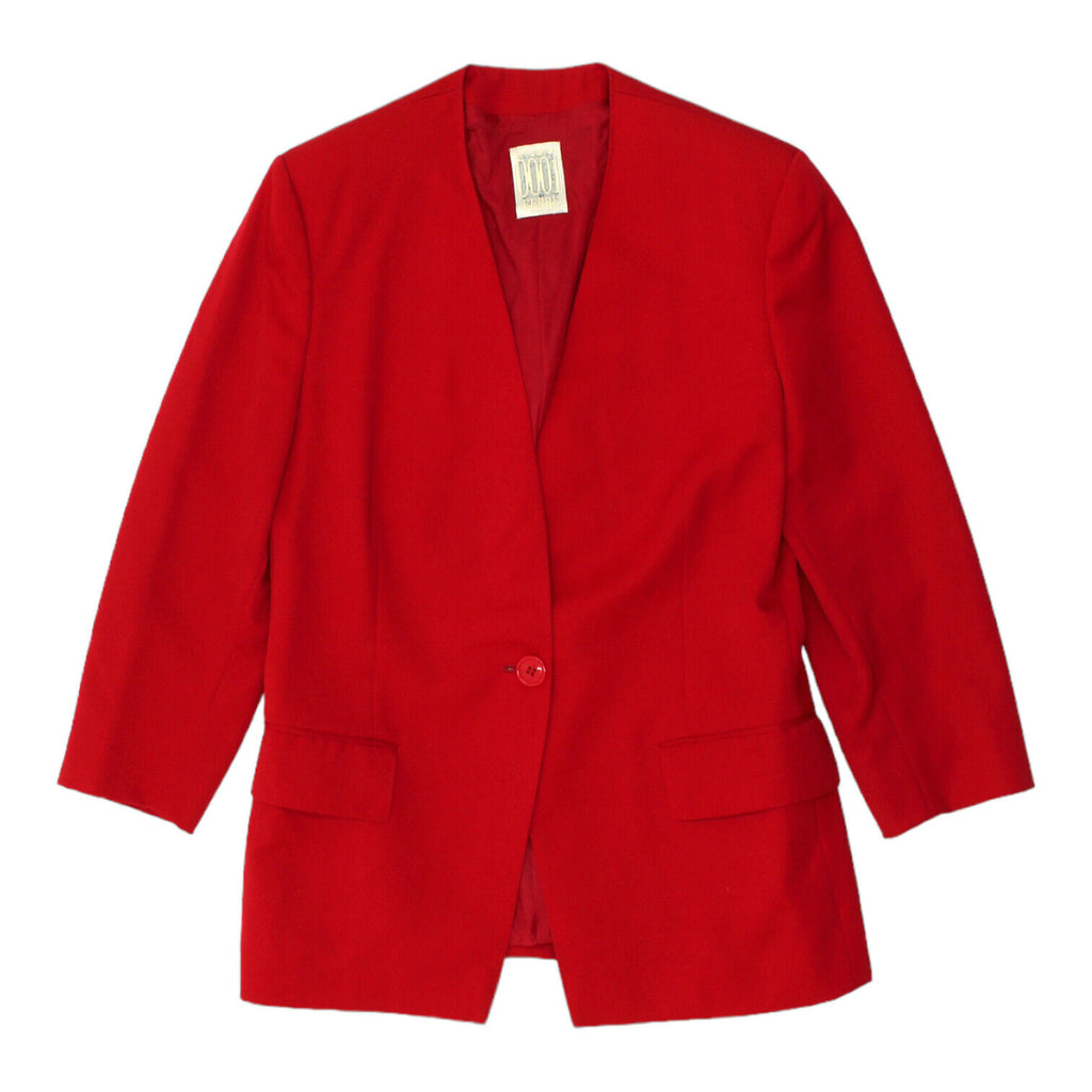 Studio Ferre 0001 Womens Red Collarless Blazer Jacket | Vintage Designer VTG | Vintage Messina Hembry | Thrift | Second-Hand Messina Hembry | Used Clothing | Messina Hembry 