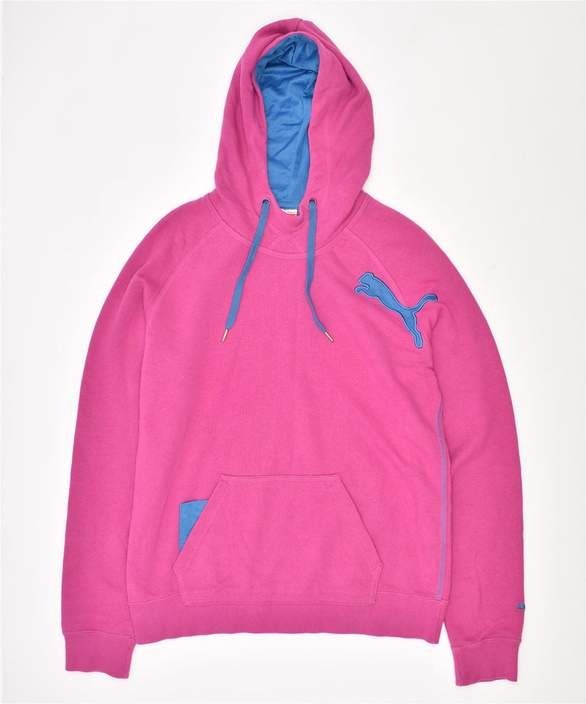 PUMA Womens Hoodie Jumper UK 12 Medium Pink Cotton | Vintage | Thrift | Second-Hand | Used Clothing | Messina Hembry 