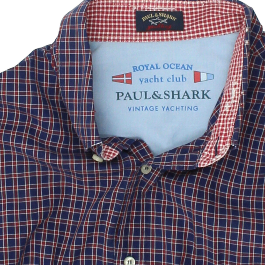 Paul & Shark Mens Blue Red Check Button Down Collar Shirt | Vintage Designer VTG | Vintage Messina Hembry | Thrift | Second-Hand Messina Hembry | Used Clothing | Messina Hembry 