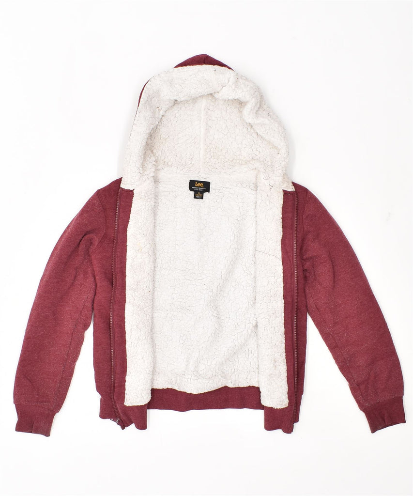 LEE Girls Zip Hoodie Sweater 10-11 Years Medium Burgundy Cotton | Vintage | Thrift | Second-Hand | Used Clothing | Messina Hembry 