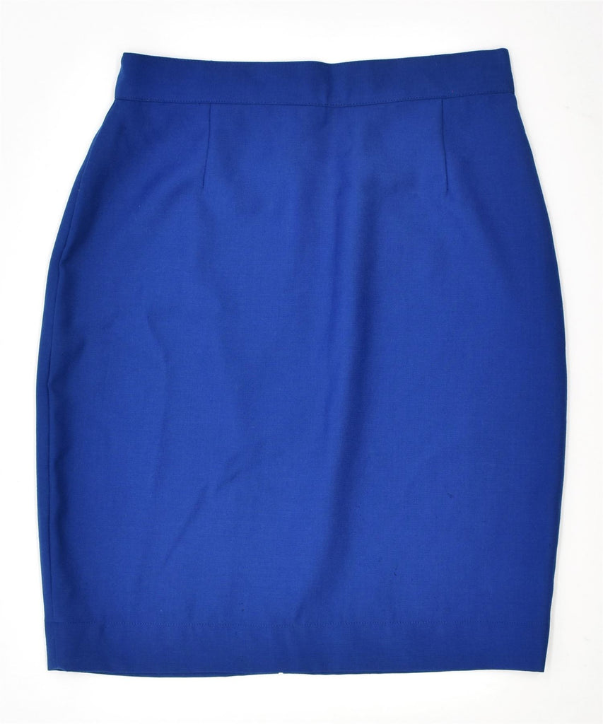 SUPERIOR Womens Pencil Skirt IT 42 Medium W27 Blue Virgin Wool Vintage | Vintage | Thrift | Second-Hand | Used Clothing | Messina Hembry 