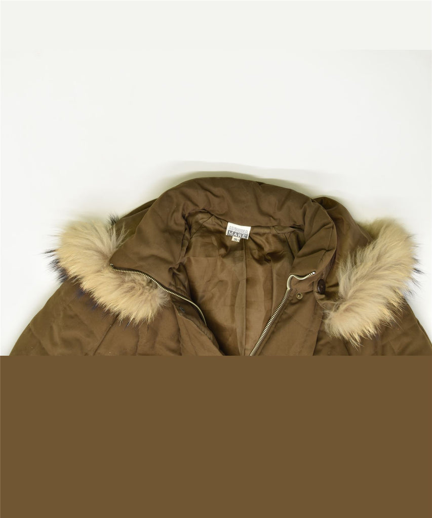 ANDREA MARE Womens Hooded Parka Jacket UK 10 Small Khaki Vintage | Vintage | Thrift | Second-Hand | Used Clothing | Messina Hembry 