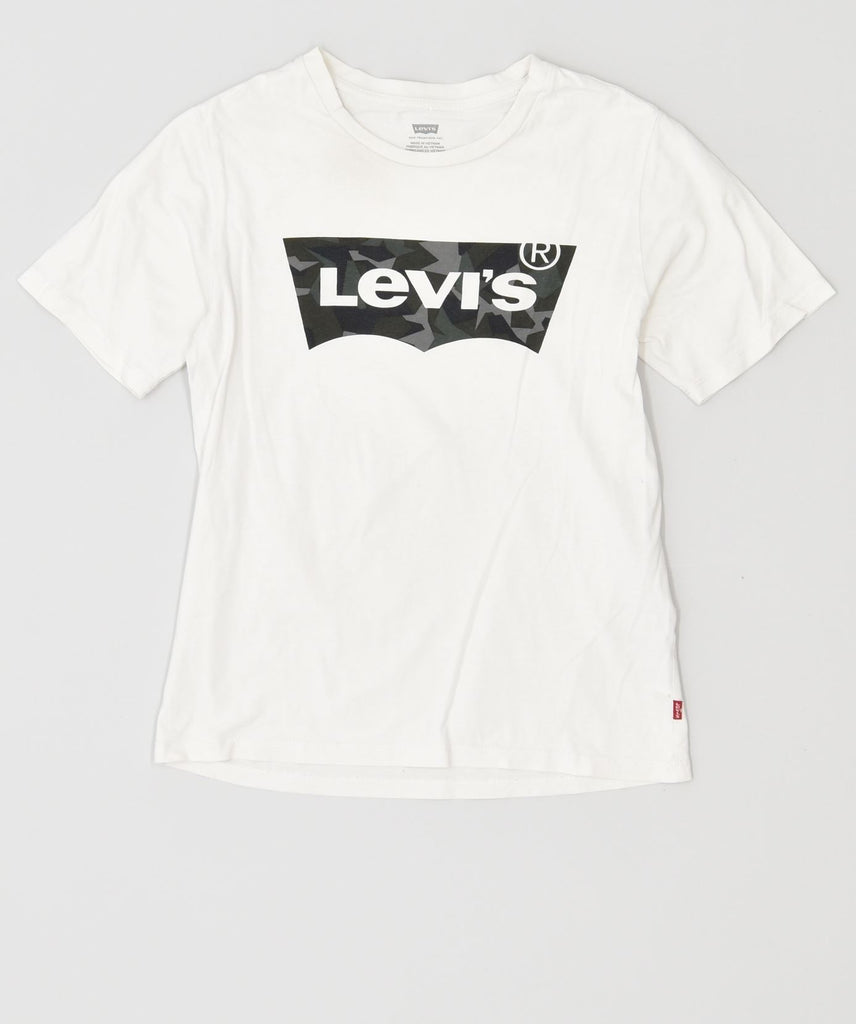 LEVI'S Womens Graphic T-Shirt Top UK 4 2XS White Cotton | Vintage | Thrift | Second-Hand | Used Clothing | Messina Hembry 