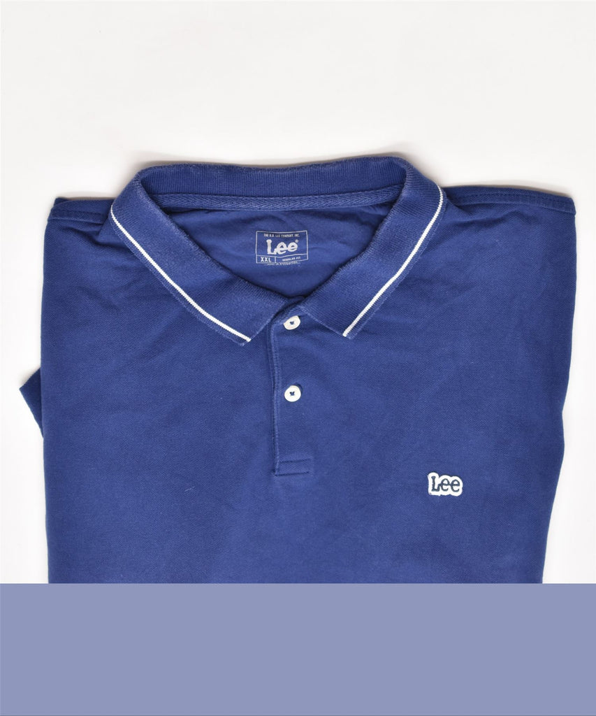 LEE Mens Regular Fit Polo Shirt 2XL Blue Cotton Vintage | Vintage | Thrift | Second-Hand | Used Clothing | Messina Hembry 