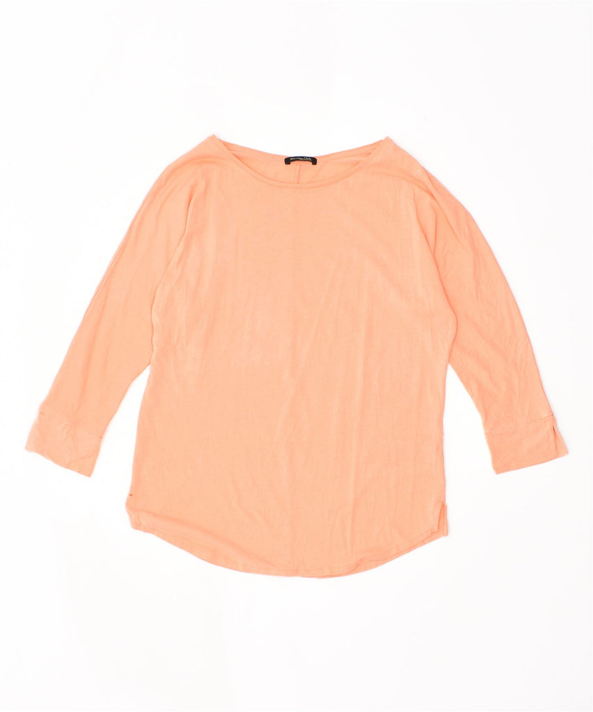 MASSIMO DUTTI Womens 3/4 Sleeve Top UK 14 Medium Orange Cotton | Vintage | Thrift | Second-Hand | Used Clothing | Messina Hembry 