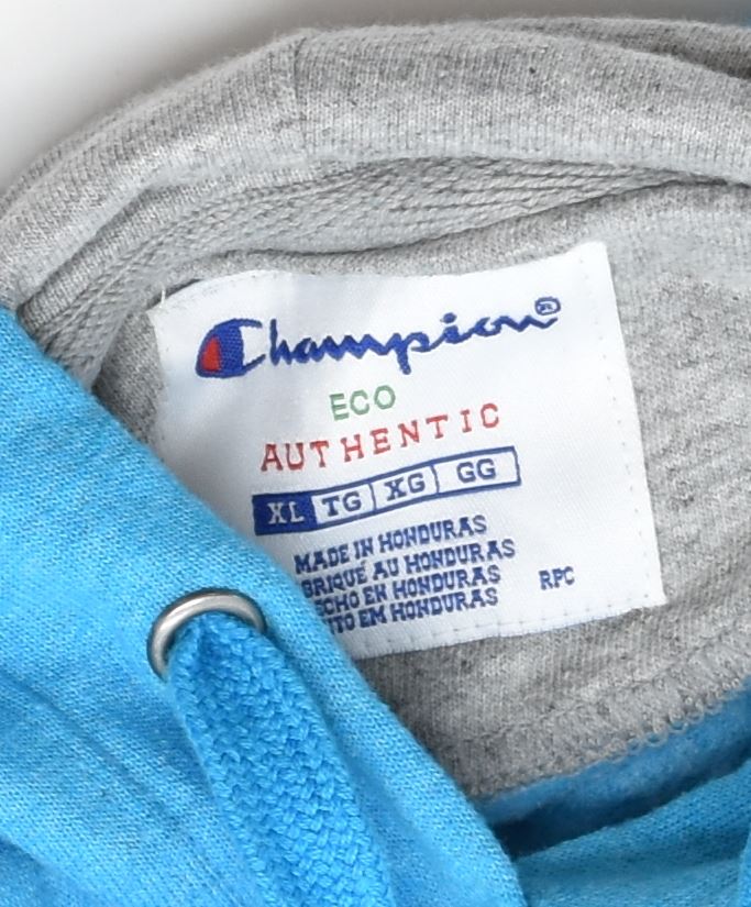 CHAMPION Womens Hoodie Jumper UK 18 XL Blue Cotton | Vintage | Thrift | Second-Hand | Used Clothing | Messina Hembry 