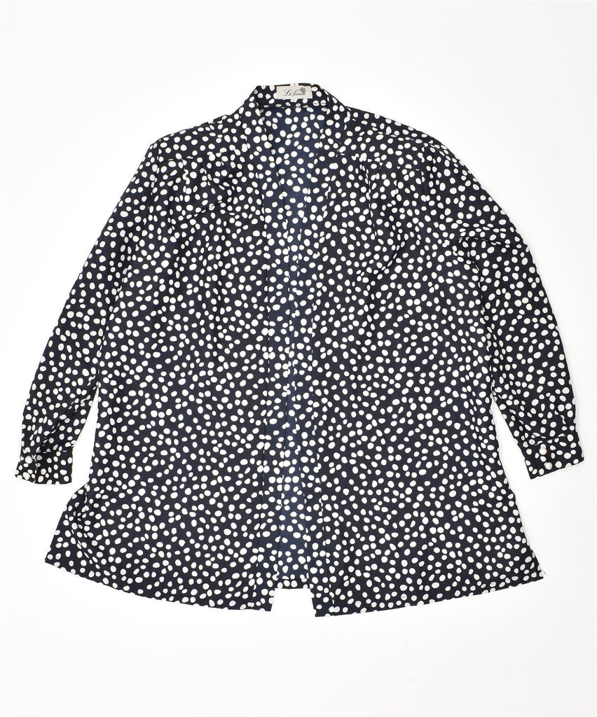 LA FEMME Womens Oversized Blazer Jacket UK 16 Large Navy Blue Spotted | Vintage | Thrift | Second-Hand | Used Clothing | Messina Hembry 