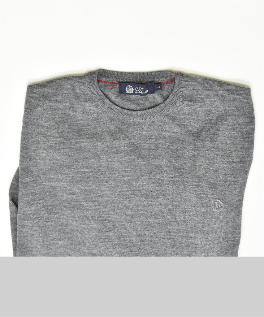 DACK'S Mens Crew Neck Jumper Sweater Large Grey Cotton Vintage | Vintage | Thrift | Second-Hand | Used Clothing | Messina Hembry 