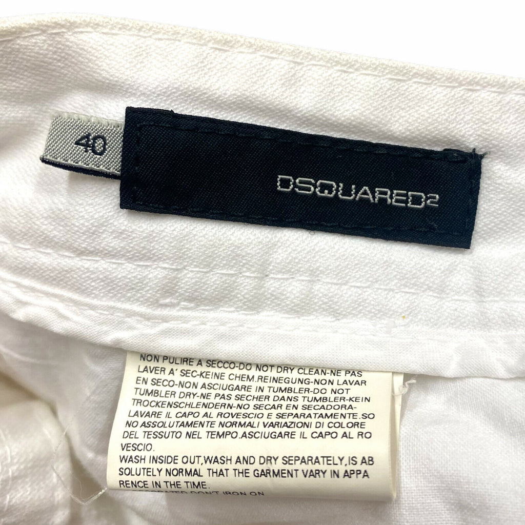 Dsquared2 Distressed Women's Jeans | Vintage Designer White Denim Trousers W30 | Vintage Messina Hembry | Thrift | Second-Hand Messina Hembry | Used Clothing | Messina Hembry 