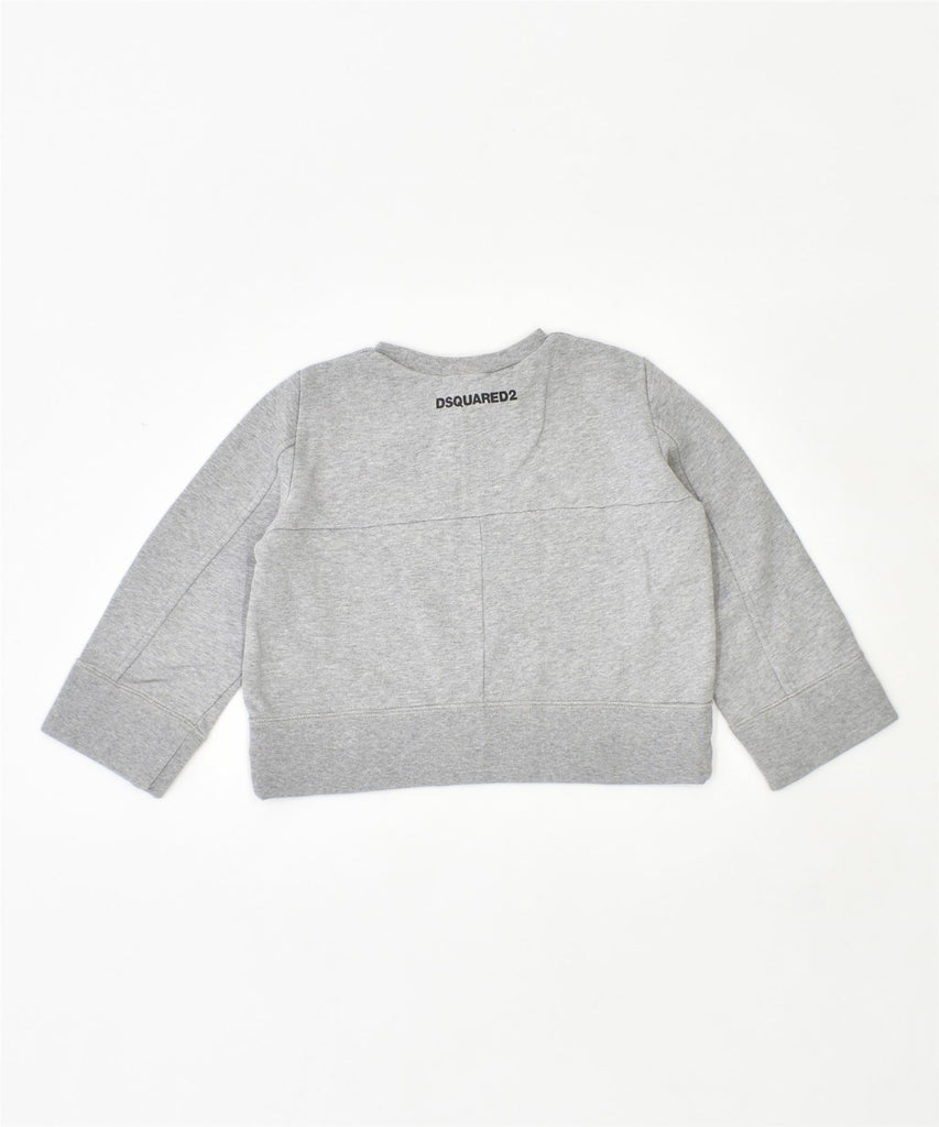 DSQUARED2 Girls Graphic Sweatshirt Jumper 7-8 Years Grey Cotton Vintage | Vintage | Thrift | Second-Hand | Used Clothing | Messina Hembry 