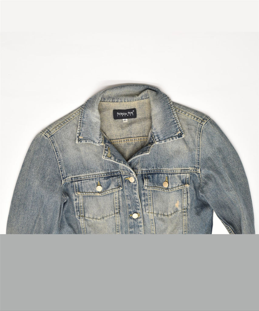 PATRIZIA PEPE FIRENZE Womens Denim Jacket IT 42 Medium Blue Cotton | Vintage | Thrift | Second-Hand | Used Clothing | Messina Hembry 