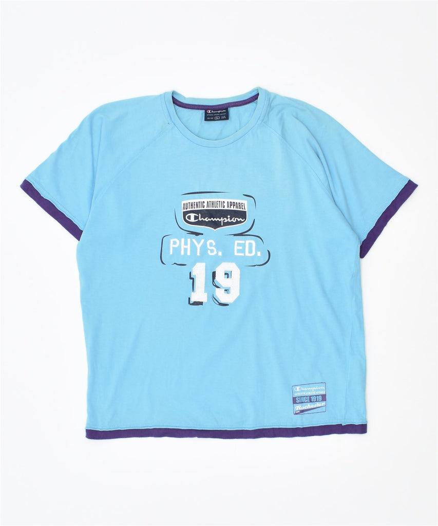 CHAMPION Boys Graphic T-Shirt Top 11-12 Years Large Blue Cotton | Vintage | Thrift | Second-Hand | Used Clothing | Messina Hembry 