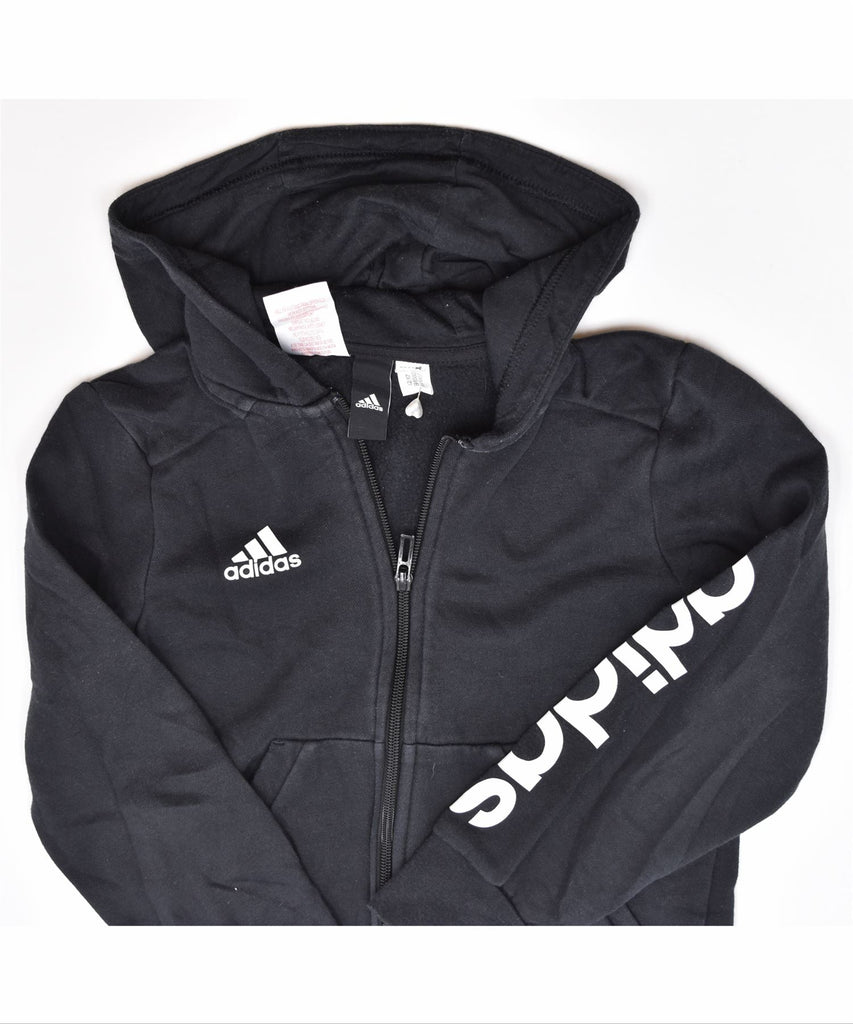 ADIDAS Boys Zip Hoodie Sweater 11-12 Years Black | Vintage | Thrift | Second-Hand | Used Clothing | Messina Hembry 