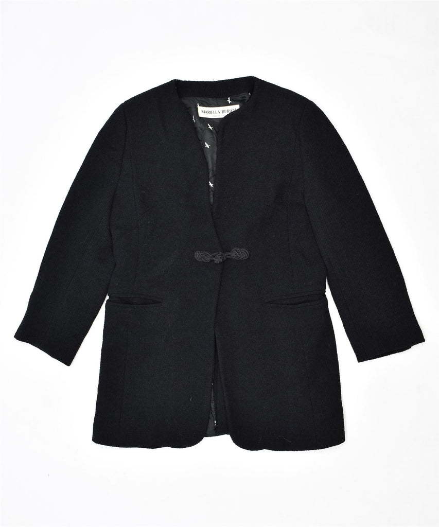 MARIELLA BURANI Womens 1 Button Blazer Jacket UK 16 Large Black Wool | Vintage | Thrift | Second-Hand | Used Clothing | Messina Hembry 