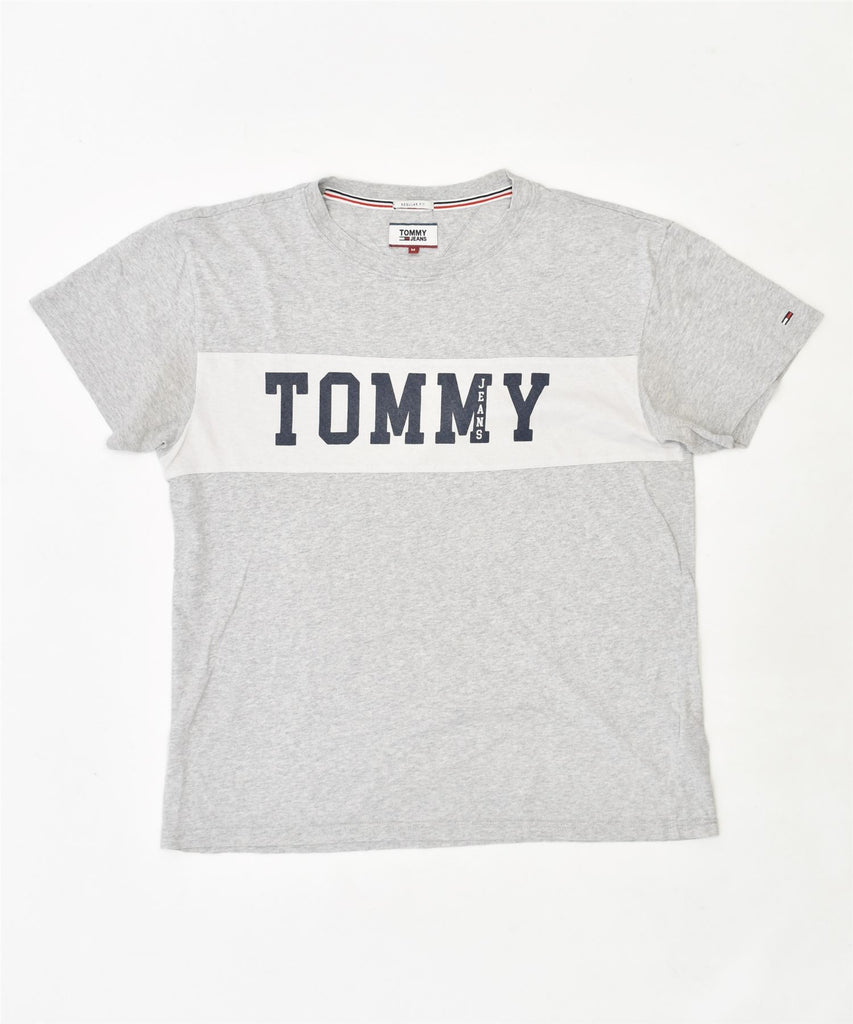 TOMMY HILFIGER Mens Regular Fit Graphic T-Shirt Top Medium Grey Cotton | Vintage | Thrift | Second-Hand | Used Clothing | Messina Hembry 