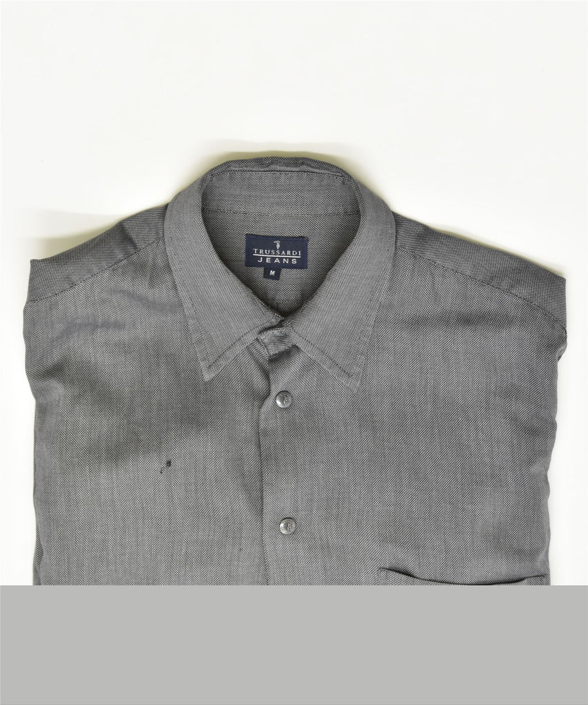 TRUSSARDI Mens Shirt Medium Grey Cotton | Vintage | Thrift | Second-Hand | Used Clothing | Messina Hembry 