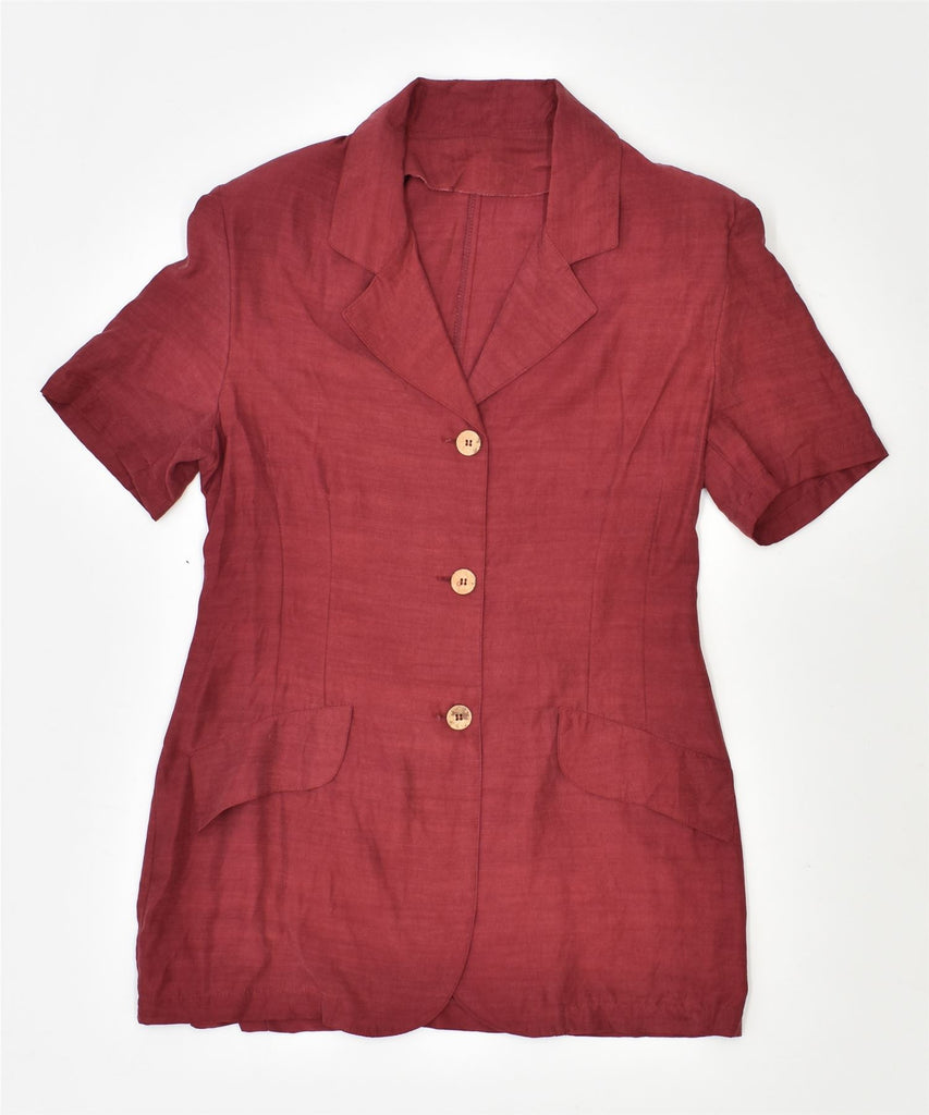 VINTAGE Womens Short Sleeve Shirt Blouse IT 42 Medium Burgundy Cupro | Vintage | Thrift | Second-Hand | Used Clothing | Messina Hembry 