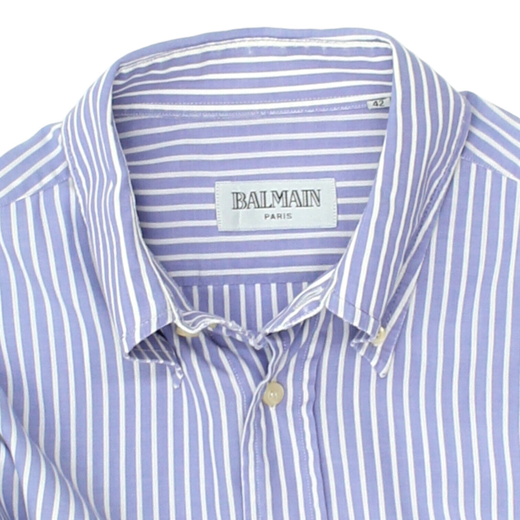 Pierre Balmain Purple White Button Down Pin Stripe Shirt | Vintage Designer VTG | Vintage Messina Hembry | Thrift | Second-Hand Messina Hembry | Used Clothing | Messina Hembry 