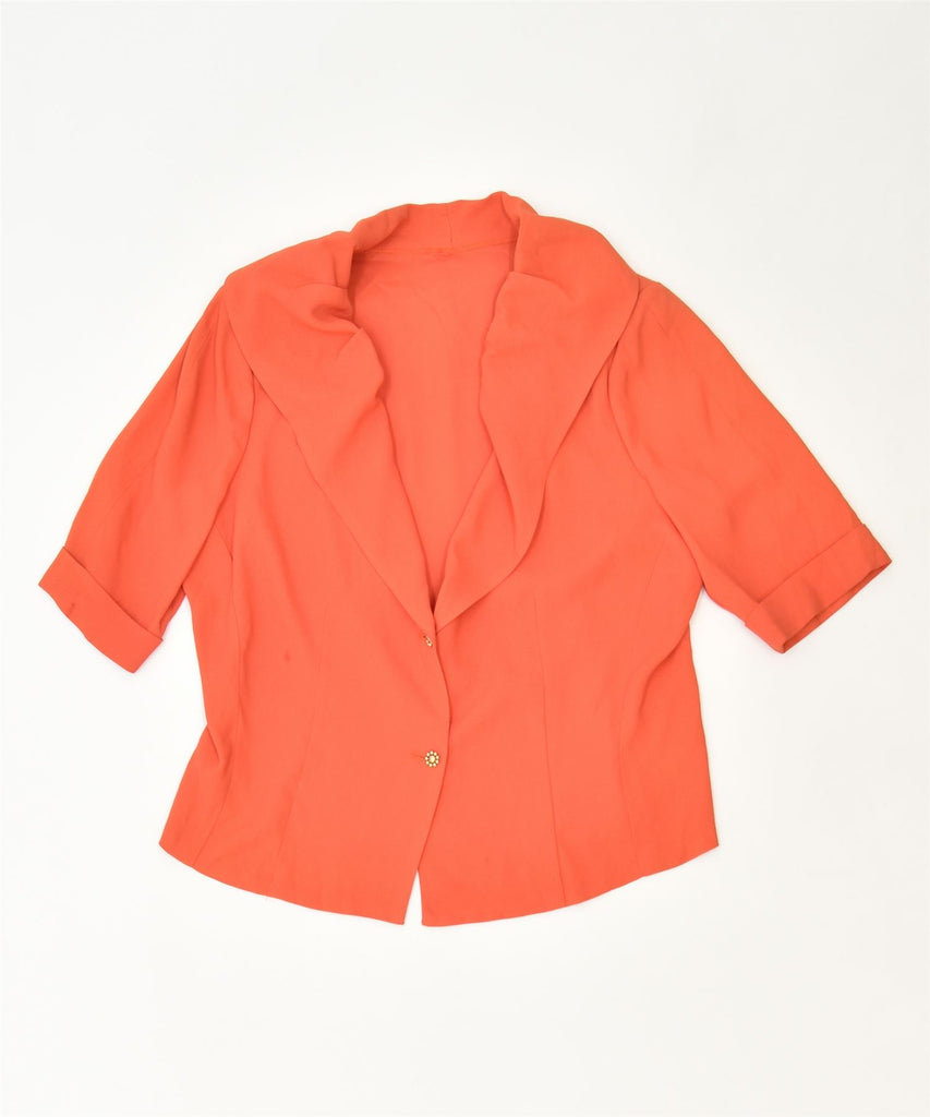 VINTAGE Womens Short Sleeve 2 Button Blazer Jacket UK 10 Small Orange | Vintage | Thrift | Second-Hand | Used Clothing | Messina Hembry 