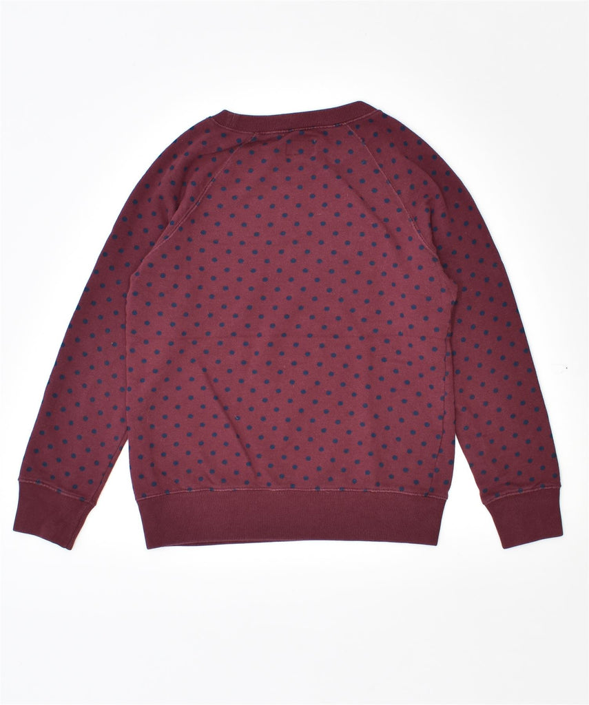 JACK WILLS Womens Sweatshirt Jumper UK 8 Small Burgundy Polka Dot Cotton | Vintage | Thrift | Second-Hand | Used Clothing | Messina Hembry 