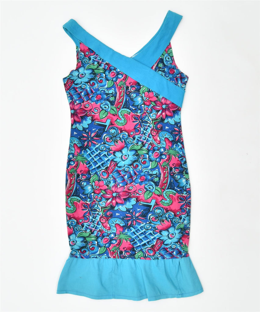 VINTAGE Womens Sundress UK 12 Medium Multicoloured Floral Cotton | Vintage | Thrift | Second-Hand | Used Clothing | Messina Hembry 
