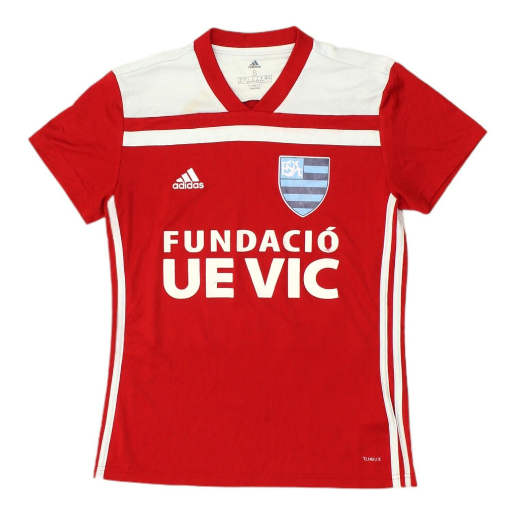 Fundacio UE Vic Womens Red Adidas Tshirt | Spanish Football Sportswear Jersey | Vintage Messina Hembry | Thrift | Second-Hand Messina Hembry | Used Clothing | Messina Hembry 